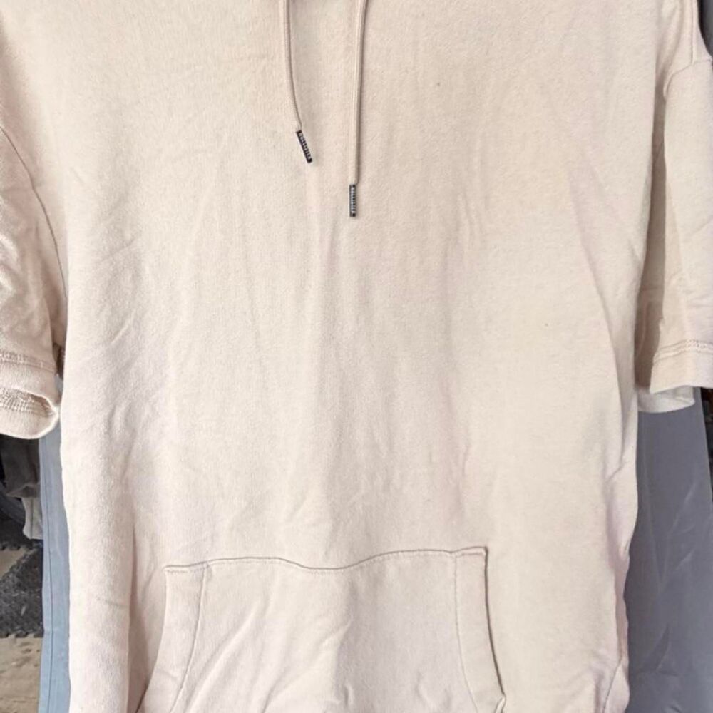 Hollister-co Men's Cream and Tan Hoodie